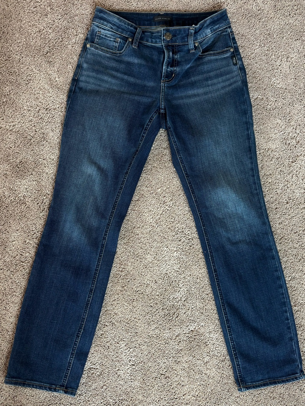 Silver Jeans Women's Straight Leg Denim in Dark Blue Wash